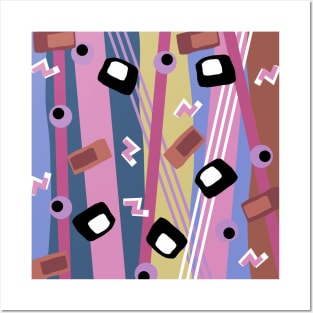 Muted Pink 80s Memphis Abstract Postmodern Pattern Posters and Art